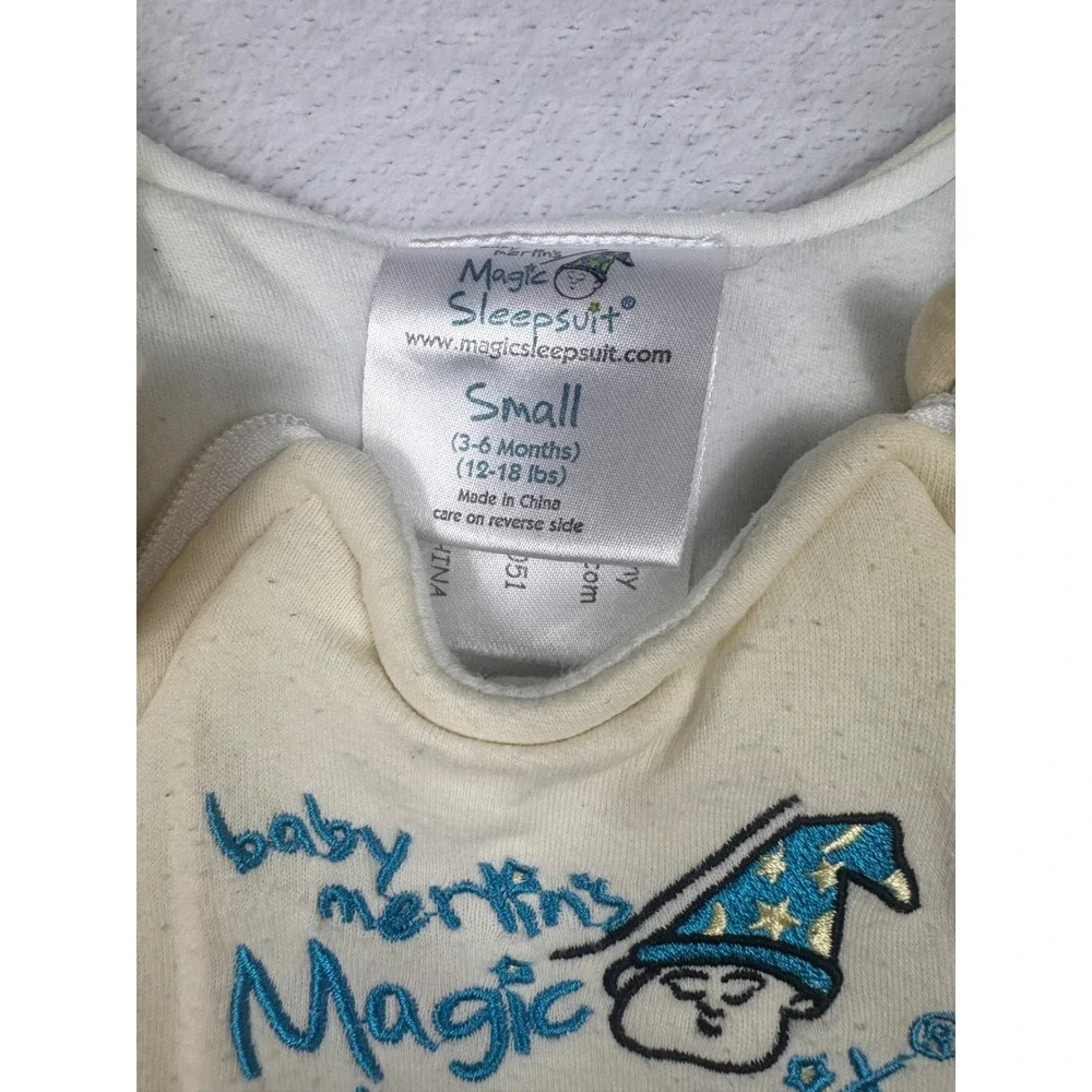 Baby Merlin's Magic Sleepsuit Cotton Cream Swaddle Transition Small 3-6 Months